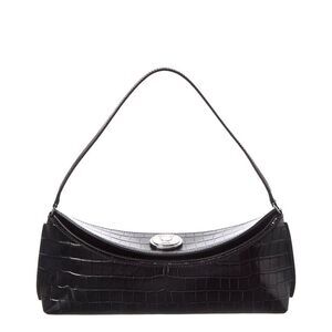 Jacquemus Le Calisson Croc-Embossed Leather Shoulder Bag, Black